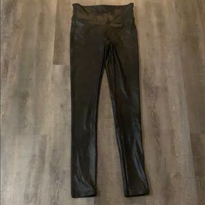 Petite faux leather Spanx leggings